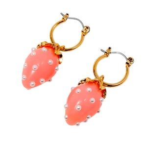 Pastel Pink Strawberry Hoop Earrings - NWT